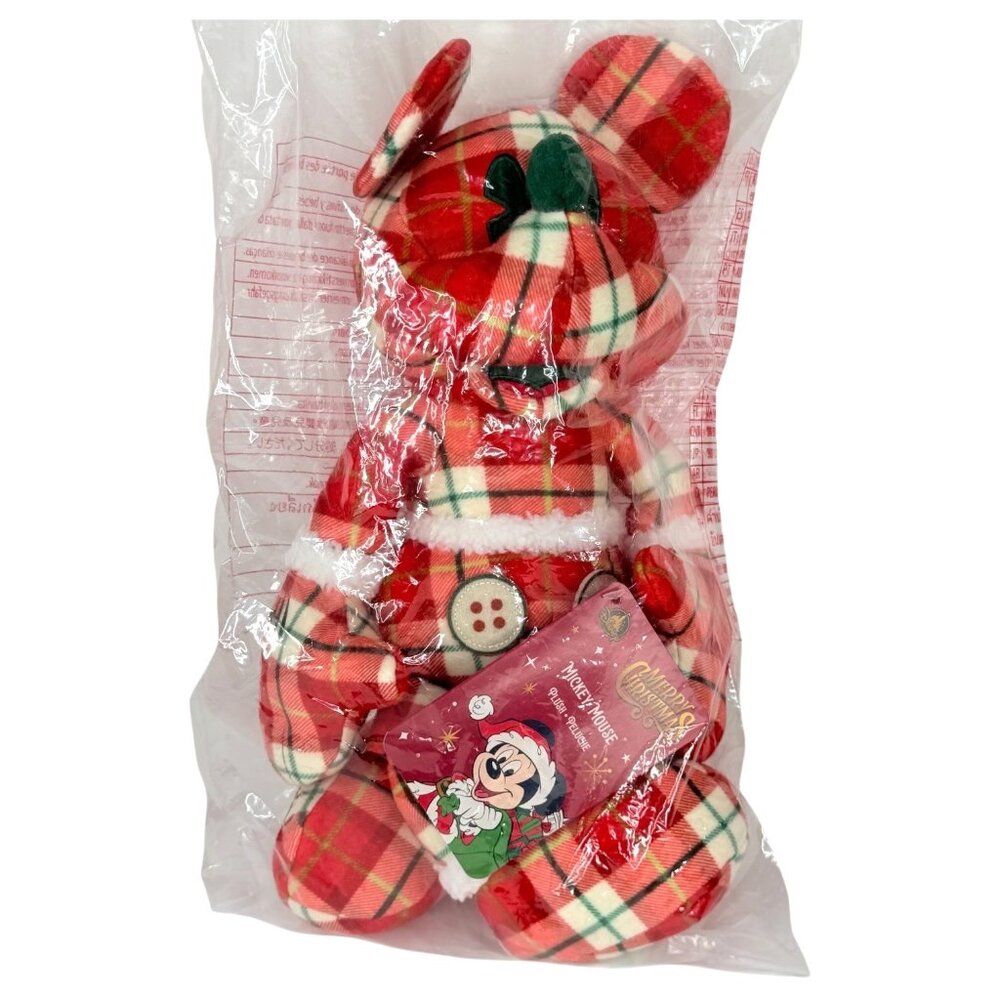 2025 Disney Cardmember Exclusive Mickey Mouse‎ Plush Christmas Holiday Plaid